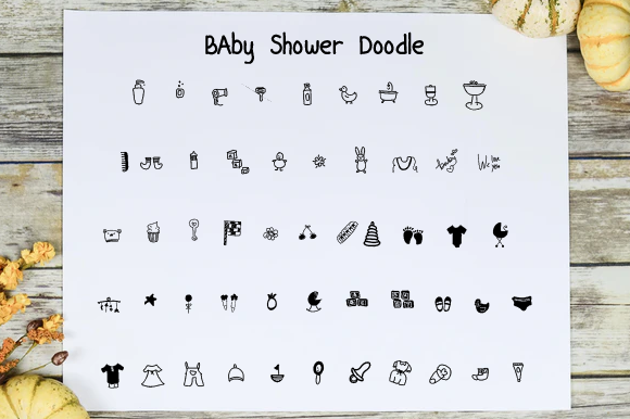 Baby Shower Doodle: A Joyful Dingbats Font for Creative Projects